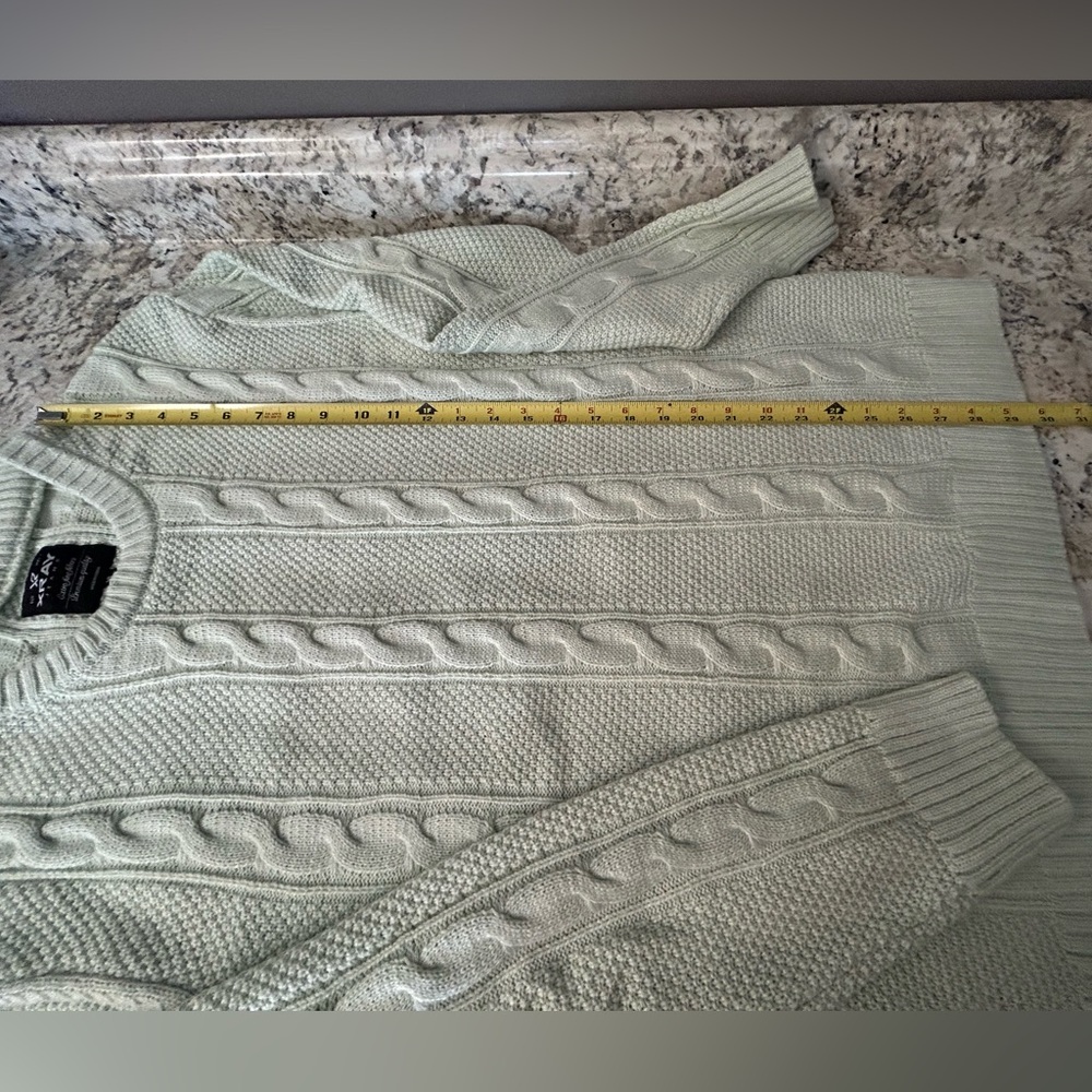 Men’s XRay Jeans Pale Green Mint Cable Knit Sweater Size XL - Picture 9 of 9